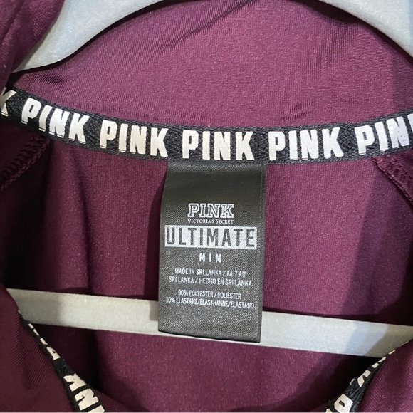 Victoria's Secret Pink Ultimate 1/4 Zip Pullover M Maroon & Pink Athletic Y2K - Picture 3 of 10